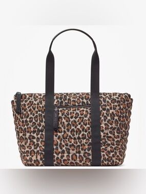 Kate Spade Camden Quilted Leopard XL Tote Brown Multi Nylon Shoulder Bag NWOT